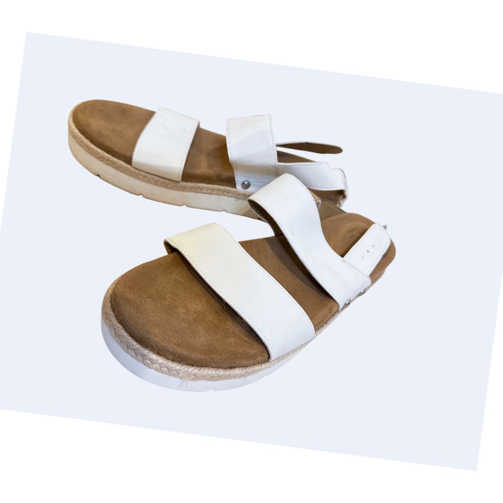 Time and Tru White Platform Sandals Espadrille Comfort Straps Size 9